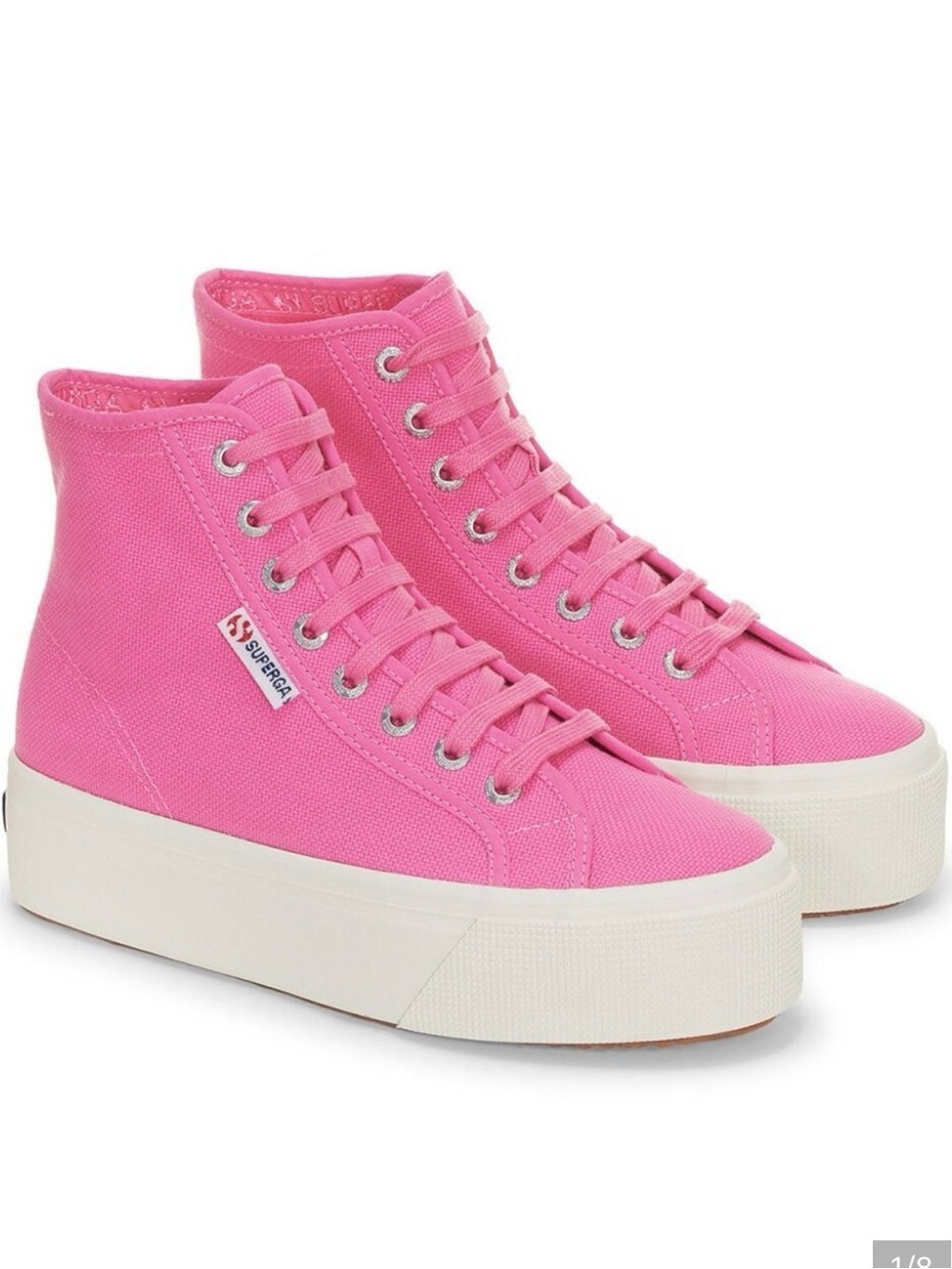 Superga Pink Canvas High-Top Platform Sneakers